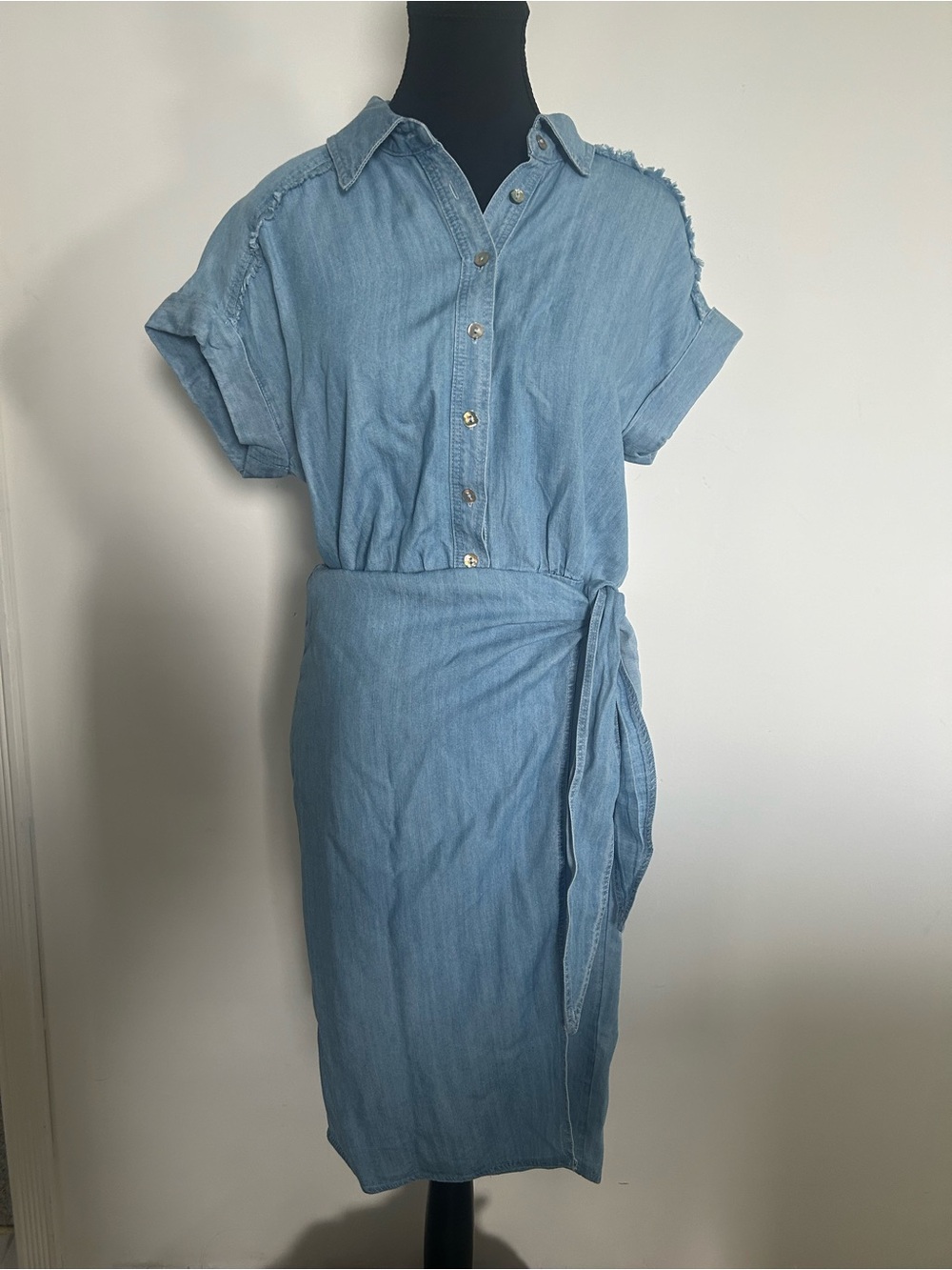 Tribal Light Blue Denim Midi Shirt Dress